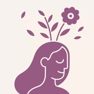 silhueta de mulher com plantas e flor brotando de suas ideias representando a gestalt terapia