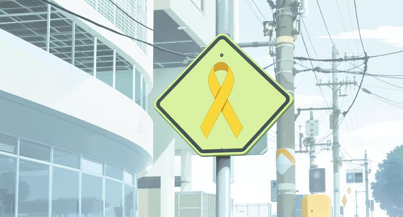 placa de trânsito mostrando área de setembro amarelo
