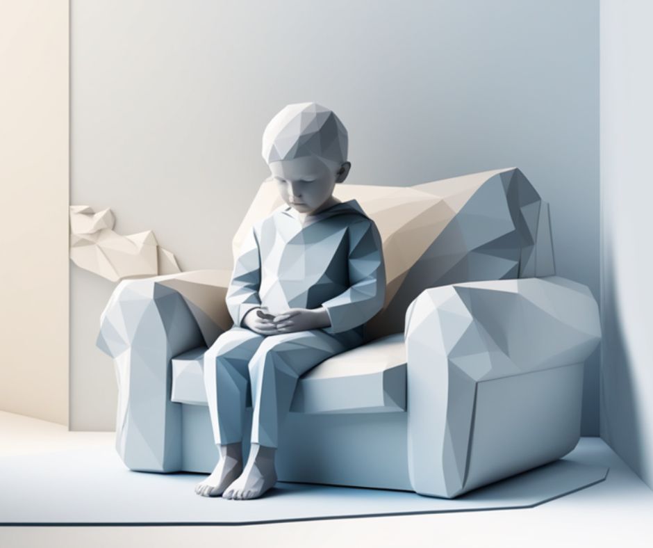 Criança sentada pensativa — Reflexão sobre comportamento infantil e psicologia