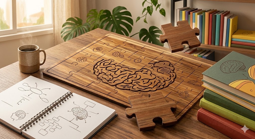 peças sobre a mesa sinalizando a importância de investigar o TDAH em adultos